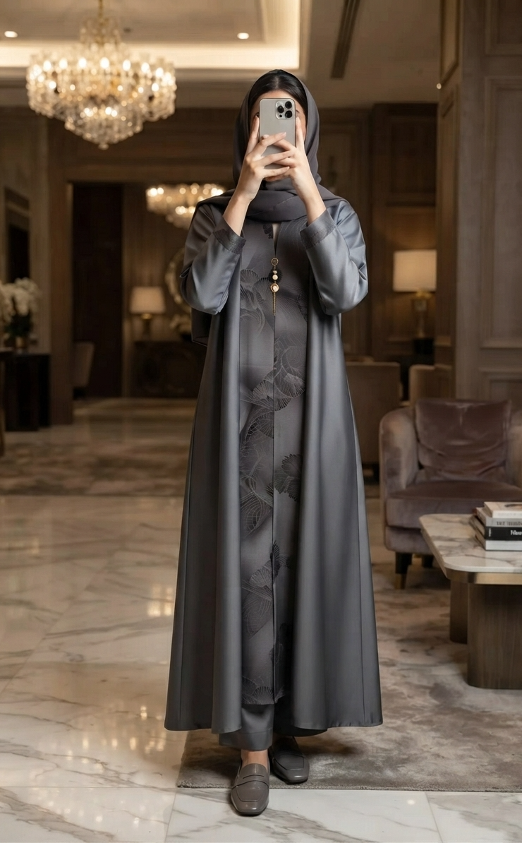 Silver Serenity Abaya