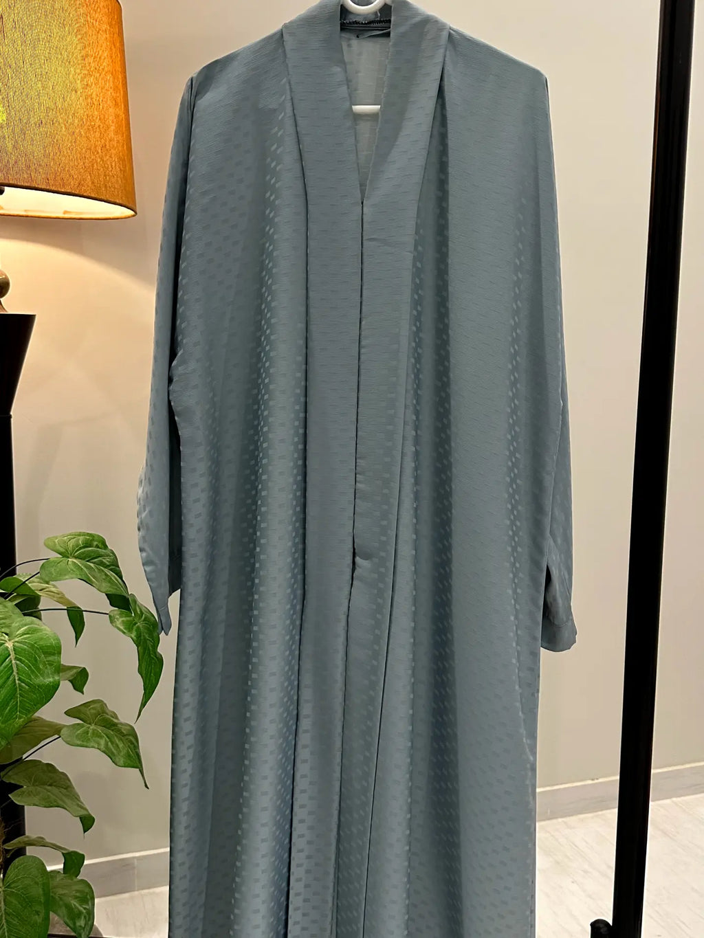 Graceful Hareer Drape Abaya in Misty Blue