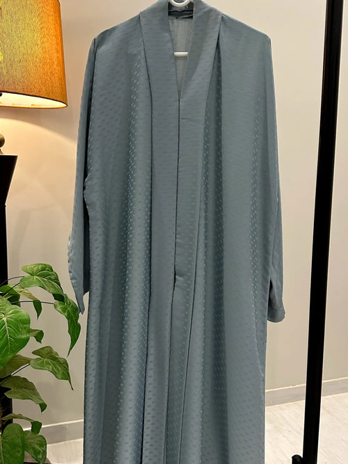 Graceful Hareer Drape Abaya in Misty Blue